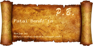 Patai Benáta névjegykártya